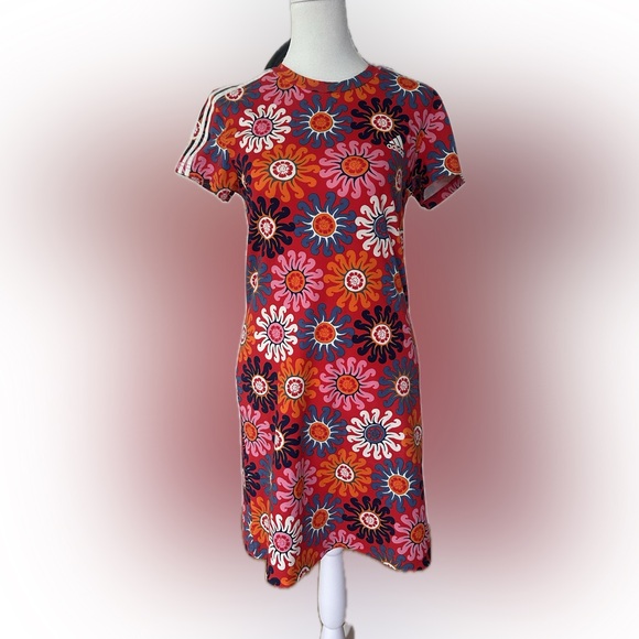 Adidas FARM Collaboration ‘Vivid Red/Bliss Pink’ Mini Dress - New With Tags - Picture 4 of 8